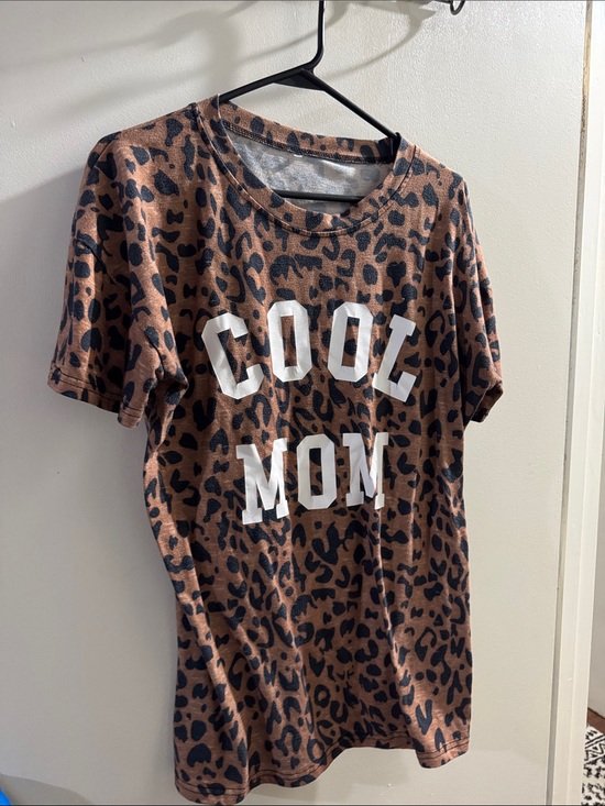 The Unbranded Brand Tops - Leopard Print "Cool Mom" Short Sleeve Tee - Brown